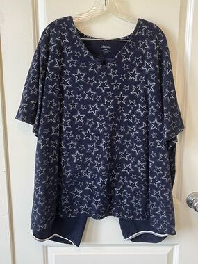 Liz & Me Navy Capri Set with White Star Pattern